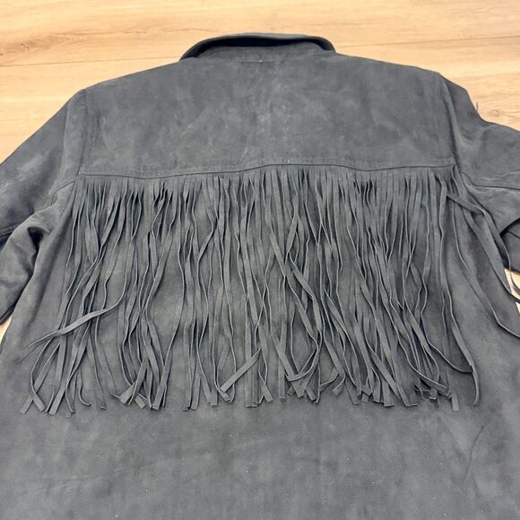 NWT* WeWoreWhat Vegan Suede Fringe Jacket - Women's Medium - Picture 8 of 10